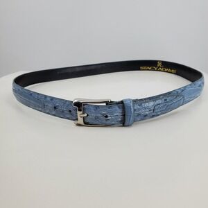 Stacy Adams Mens Blue Ostrich Embossed Leather Dress Belt Silver Buckle 42 6-132